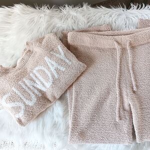 ↠ Cozy Sunday Cream Chenille Feels Knit Sweater & Pants Lounge Set
